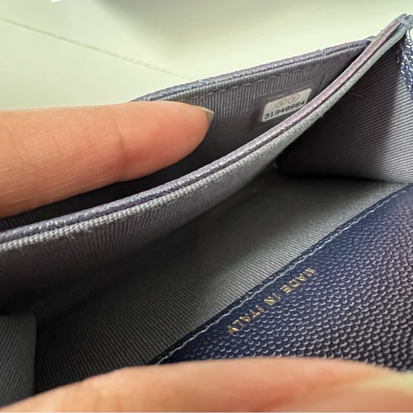 Chanel Iridescent Purple Light Gold Hardware Classic Flap Card Holder - Picture 5 of 12